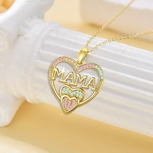 Collier Pendentif Cœur Polyvalent Plaqué Or 18K en Cuivre, Tendance et Polyvalent, Idéal pour la Fête des Mères - Meilleure Vente Transfrontalière - Product Image 4