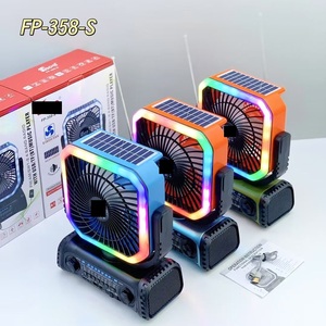 Haut-parleur Bluetooth portable d'extérieur avec panneau solaire, ventilateur rotatif et lumières LED RGB pour le camping et la maison, <span class=keywords><strong>radio</strong></span> portable - Product Image 3