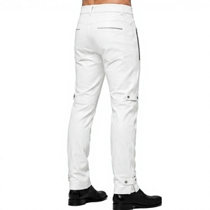Pantalones de Cuero Sintético PU Blanco de Alta Calidad para Hombre, Corte Ajustado, Estilo Motero, Casual, Hip Hop, Streetwear, con Múltiples Cremalleras - Product Image 2