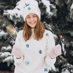 자수에 새로운 철 겨울 블루 크리스마스 산타 클로스 진저 브레드 남자 펭귄 스노우 벨 패치 장식 - Product Image 2