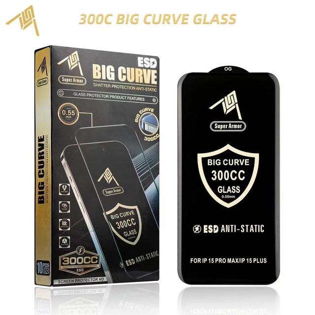 ESD Large Curve Tempered Glass Screen Protector for IPhone17 16 15 14 13 Mobile Phones Anti-ESD0.3mm Mobile Protector Film