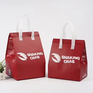 Wholesale Laminated Insulated Food Bag Aluminum Foil Milk Tea Coffee Takeaway Bag Non Woven Ice Cream Cooler Bag