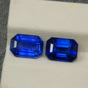 Zafiro azul real natural sin calentar de 3.756 quilates y esmeralda de 3.526 quilates, corte esmeralda, piedra preciosa suelta de Sri Lanka para engaste en pendientes y joyería. - Product Image 3