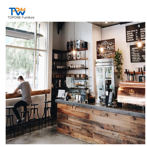 खुदरा स्टोर इंटीरियर डिजाइन आधुनिक कॉफी बार कॉफी टेबल लकड़ी के बुलबुले चाय काउंटर - Product Image 6