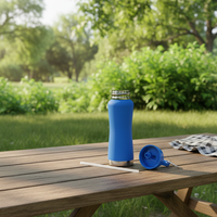 Thermos en acier inoxydable 304, 350/750/1000 ml, bouteille d'eau isolée avec une courbe élégante, couvercle à paille rotatif