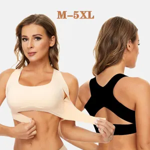 S-5XL Sports Bra with Zipper Women Shockproof Fitness Shirt Yoga Bra  Sportswear Push Up Brassiere Fat Lady Sports Bras Plus Size