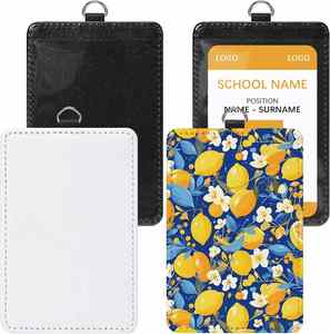 Porte-badge vertical vierge en cuir PU pour sublimation, design personnalisé, à presser à chaud - Product Image 1