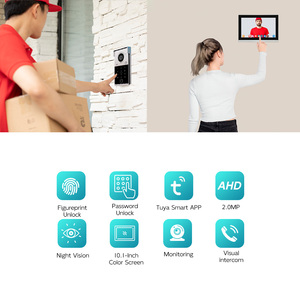 Videoportero Tuya 1080P de 10 Pulgadas, Sistema de Intercomunicación WiFi Inteligente de 4 Cables, Monitor Interior Impermeable con Desbloqueo por Huella Dactilar - Product Image 2
