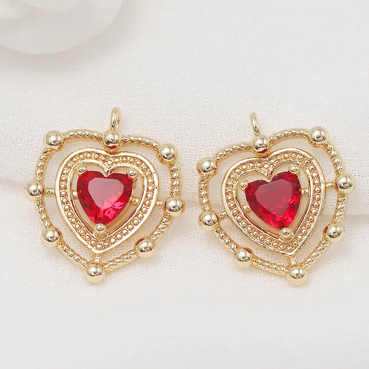 Fashion Girl Jewelry Parts 14k Gold Plated Heart Charm for Diy Jewelry