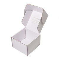 Boîte d'expédition en carton ondulé personnalisée blanche avec impression de remerciement, auto-scellante, vente en gros, emballage d'expédition durable