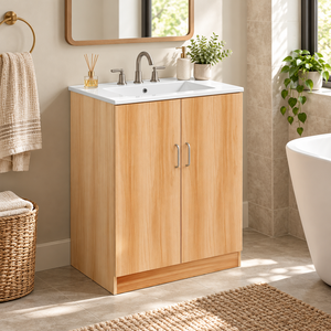 Venta al por mayor de fábrica: Conjunto moderno de lavabo de cerámica con mueble de almacenamiento independiente para baño de hotel o villa - Product Image 6