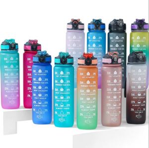 Promotional Drinkware 1L 32 oz Straw Strainer <b>Filter</b> Gym Fitness Sports BPA Free Motivational <b>Water</b> <b>Bottle</b> - Product Image 1