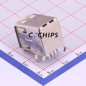 KH-2AF90DIP-1715 USB Connector Bent Lead Through Hole Connector Type-A USB 2.0 Female Right Angle Insert - Product Image 2