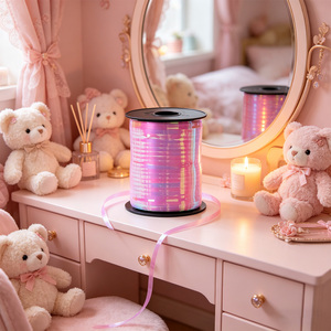 Nastro Rosa Cinta 450M, tonalità rosa tenue con forma rotonda, per decorazioni per feste. - Product Image 3