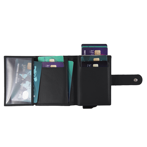 Cartera Delgada de Cuero Genuino con Clip para Dinero de Aluminio Personalizado, Tarjetero Abierto Unisex, Porta Tarjetas de Crédito, Diseño Corto y Moderno, Anti-Robo - Product Image 1