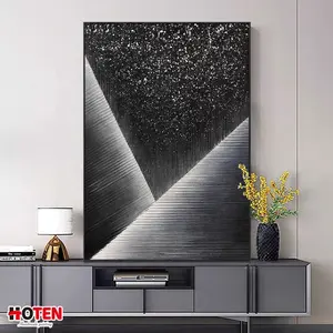 Черно-белая абстрактная простая декоративная живопись ночное звездное небо большая ручная роспись маслом