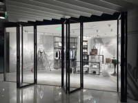 Nuevo diseño automático de levitación magnética plegable puerta del hogar de doble vidrio Interior de aluminio puerta corredera