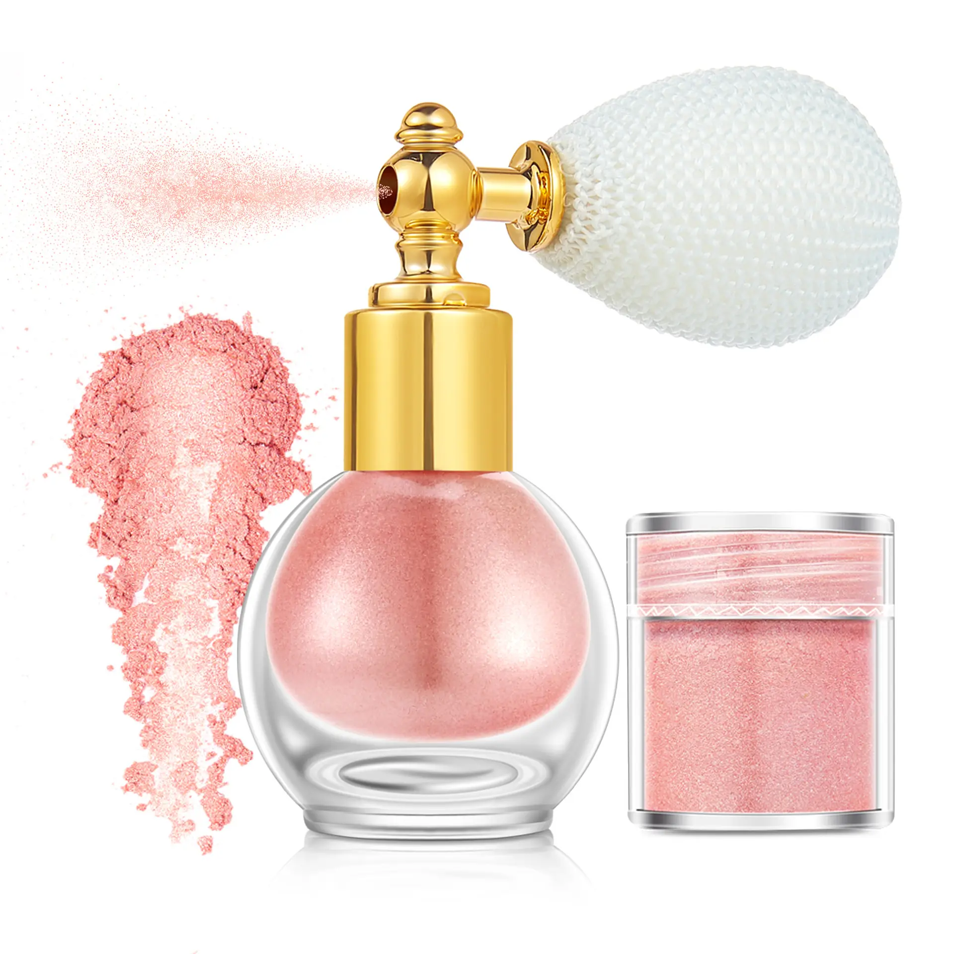 Fashion High Gloss Glitter Powder Spray Costom Logo Makeup for Face Body Highlight Makeup Highlighter Powder Spray
