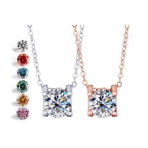 SPJ Collier pendentif Moissanite rond 1carat pour femme S925 Bijoux de mode en argent avec <span class=keywords><strong>prix</strong></span> de gros Cadeau - Product Image 1