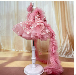 Nuovo Arrivo Personalizzato: Abito Rosa per il Primo Compleanno della Bambina <span class=keywords><strong>con</strong></span> <span class=keywords><strong>Farfalle</strong></span> 3D, Lussuoso <span class=keywords><strong>Vestito</strong></span> da Cerimonia Senza Maniche Ricamato - Product Image 4