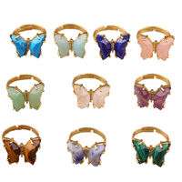 Neuer Farbiger Klassischer 18K Vergoldeter Zirkonia Schmetterling-Ring Modischer Offener Verstellbarer Ring für Damen Hochzeit Verlobung