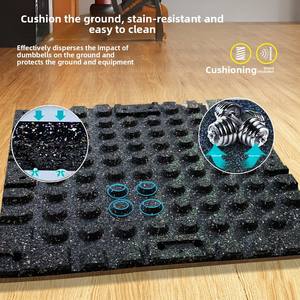 Plancher de protection d'exercice d'haltères et d'haltères Tapis en caoutchouc de gymnastique fonctionnel avec caractéristiques d'absorption des chocs et de résistance insonorisée - Product Image 4