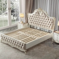 Lit double de luxe en tissu à la française Versailles Mobilier européen en bois massif avec rangement Lit doux de style traditionnel