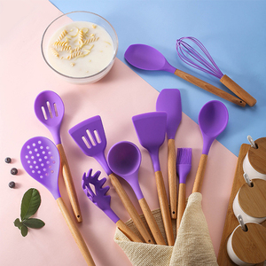 Bán Buôn 12 Cái Tay Cầm Bằng Gỗ Không Dính Chịu Nhiệt Silicone Đồ Dùng Nhà Bếp Set + Barrel Baking Cụ Nấu Ăn Phụ Kiện - Product Image 3