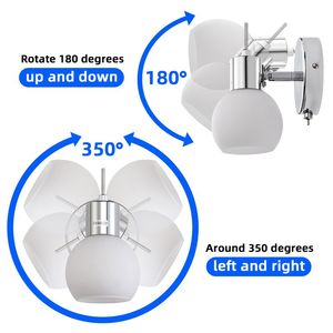 Lampe murale moderne en acier inoxydable avec abat-jour en verre, lumière LED E27 blanc chaud pour salle de bain, éclairage mural - Product Image 4