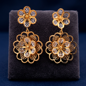 Pendientes Colgantes de Plata de Ley 925 con Doble Flor, Chapados en Oro Rosa, Delicados y Minimalistas, Regalo de Boda, Joyería de Moda para Mujer - Product Image 2