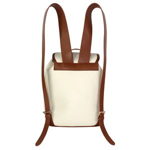Sac seau à cordon avec rabat, style coréen, sac à dos pour femme, idéal pour les voyages et l'école, en toile personnalisée avec patchwork en cuir - Product Image 2