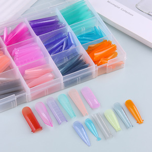 Capsules d'ongles transparentes double forme 288 pièces, couvrance totale, 12 styles, rose français, colorées, pour extension rapide en salon de manucure - Product Image 2