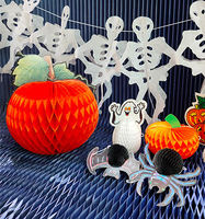 Décoration en papier pliable 3D en forme de citrouille, boule en papier nid d'abeille orange faite à la main pour la fête d'Halloween, ornement suspendu