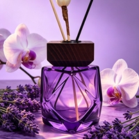 Diffuseur de parfum rectangulaire de luxe violet géométrique, flacon en verre épais antidérapant avec bouchon à vis, personnalisable pour la décoration intérieure et l'aromathérapie