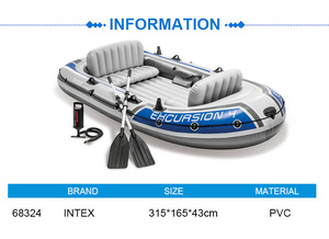 INTEX 68324เที่ยว4ชุดเรือพองเรือคายัคสี่ที่นั่งเรือเหาะ