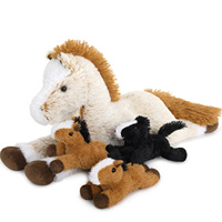4-in-1 Large 21 pouces Maman Cheval Animal en Peluche Set 3 Bébés Mignons Noël Vente en gros Cheval Jouet en peluche Garçons et Filles