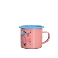 Vente en gros 210/350/500ml de tasses feu de camp avec logo personnalisé tasses en métal à bord roulé tasse en acier étain camping rouge vert émail avec poignée