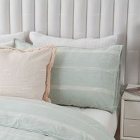 Ensemble de housse de couette imprimé naturel en lin de qualité supérieure 100 coton avec taie d'oreiller fermeture à glissière bouton taille King Queen