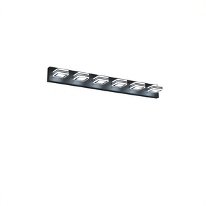 Lámpara de tocador LED moderna de 39 pulgadas, negra, con 6 luces, pantallas cuadradas de acrílico, montaje en pared para iluminación de espejo de baño - Product Image 1