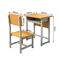 Ensemble de bureau et chaise d'école en métal moderne avec tiroirs, table d'étude durable et écologique pour les étudiants