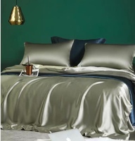 Ensemble de literie 100% soie de mûrier, 4 pièces, housse de couette en soie pure, ensemble de draps avec 2 taies d'oreiller, ensemble de linge de lit taille King Queen