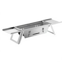 Barbecue au charbon de bois pliable en acier inoxydable, barbecue portable avec étagères latérales pour le camping en plein air, les pique-niques et le jardin