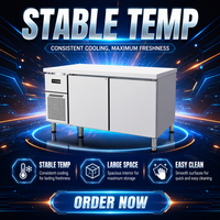 Réfrigérateur de cuisine professionnel en acier inoxydable à double température, à refroidissement direct, avec plan de travail intégré, modèle d'ingénierie, facile à installer