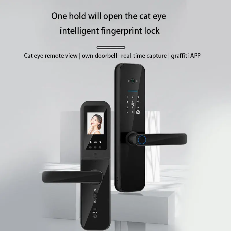 Home Electronics Biometric Fingerprint Combination Smart Door Lock With Camera Tuya Wifi App Digital Lock Key Card Door Lock