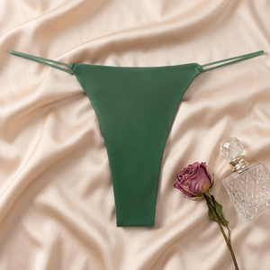 Tanga de seda helada sin costuras para mujer, de tiro bajo, ultrafino, invisible, sexy, suave y elástico, con espalda en T, OEM ODM - Product Image 4