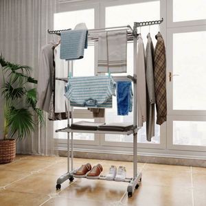 Séchoir pliable à 3 niveaux en acier inoxydable avec supports de rangement – Durable et peu encombrant pour salle de bain et organisateur de sacs - Product Image 1