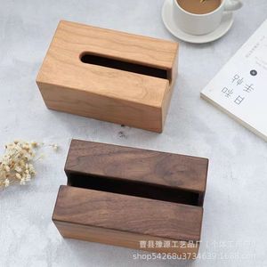 Boîte à mouchoirs en bois massif, noyer, cerisier, style minimaliste japonais, pour la maison, l'hôtel, le salon, pour sortir les mouchoirs - Product Image 3
