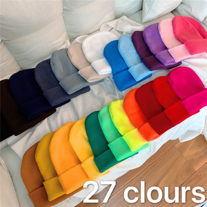 Bán Buôn Hàn Quốc Dệt Kim Hat Trẻ Em Thiết Kế Mới Rắn Màu Len Thời Trang Mùa Thu Mùa Đông Beanie Chất Lượng Cao Ngọt Ngào Vài Mỏng - Product Image 1