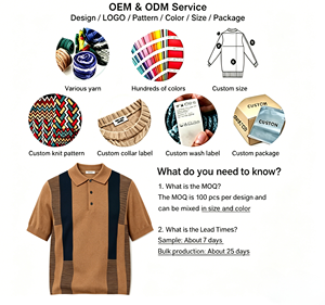 Suéter de Punto para Hombre, Manga Corta, Personalizado al por Mayor, Mezcla de Algodón y Lino de Alta Calidad, Cuello Polo, Jacquard a <span class=keywords><strong>Rayas</strong></span> - Product Image 4