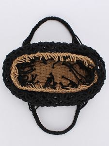 Handmade Grid Cotton Woven Bag With Two Open <b>Straps</b> Hollow <b>Shoulder</b> Design for Leisure Travel Tanjing - Product Image 3